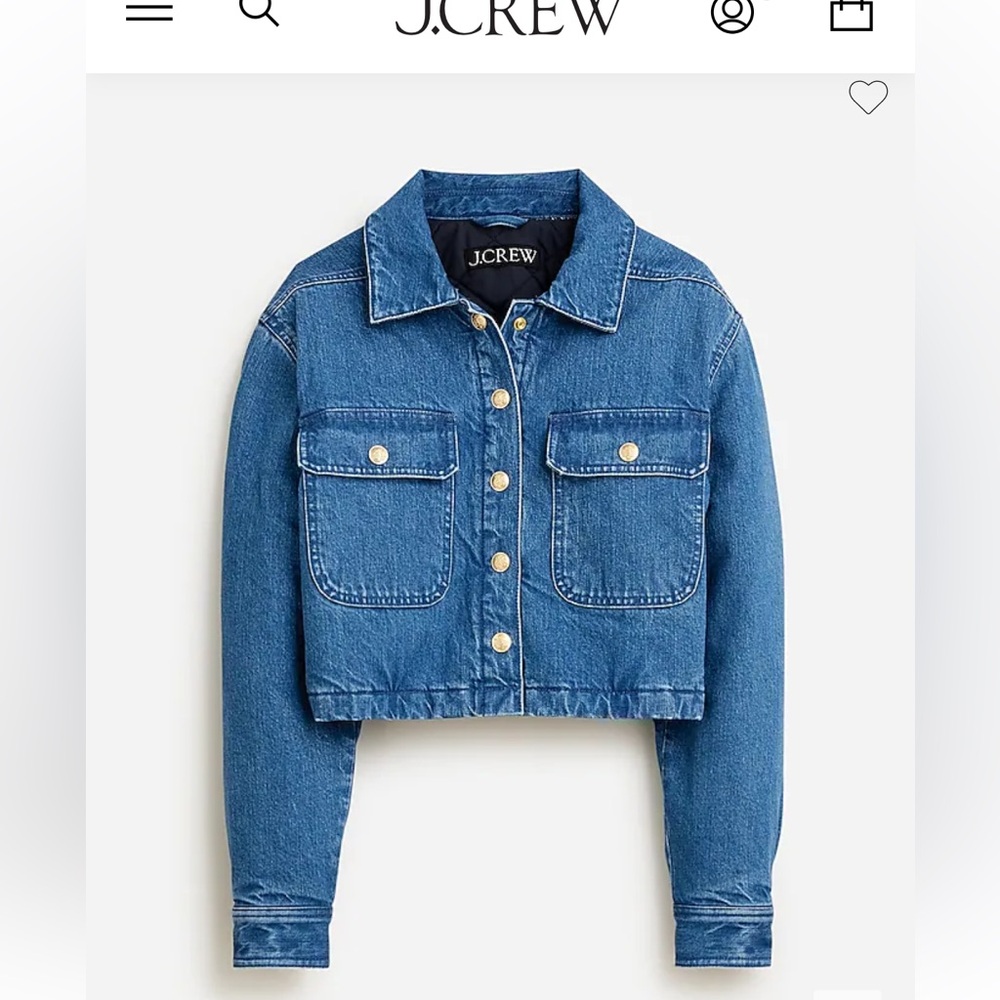 J. Crew Cropped denim puffer jacket XL NWT